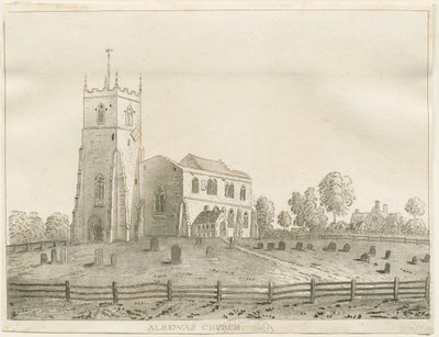 Alrewas Kerk: aquatint gravure, nd [?1848] door Francis Jukes