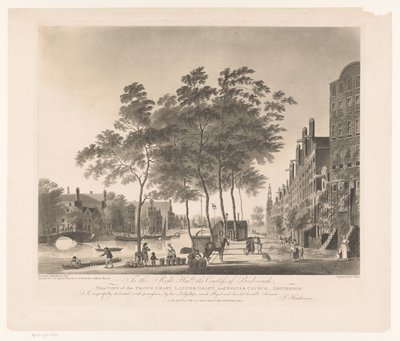 Gezicht op de Prinsengracht en Westerkerk te Amsterdam door Francis Jukes