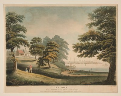 New York (vanuit Hobuck Ferry House, New Jersey) door Francis Jukes