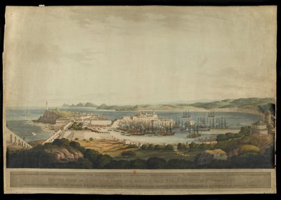 Zuidelijk uitzicht op Corunna vanaf de hoogten bij het klooster van St. Margaret, gegraveerd door H. Merke, gepubliceerd in 1809 door Francis Lee