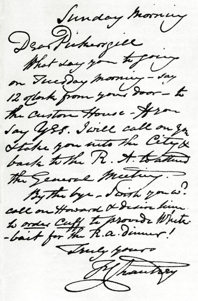 Een brief van Francis Leggatt Chantrey, 1839, 1904 door Francis Legatt Chantrey