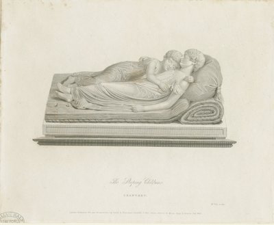 Lichfield Kathedraal - "De Slapende Kinderen" (gravure) door Francis Legatt Chantrey