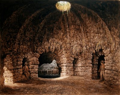 Interieur van de grot, Stourhead door Francis Nicholson