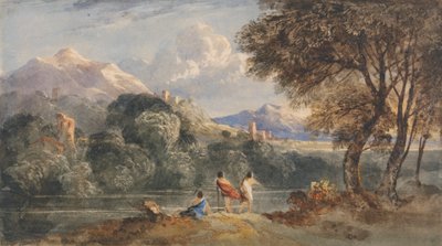 Klassiek landschap met figuren door Francis Oliver Finch