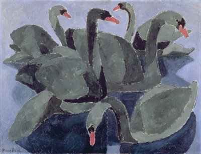 Zwarte zwanen op een blauwe achtergrond, c.1909 (olieverf op doek) door Francis Picabia