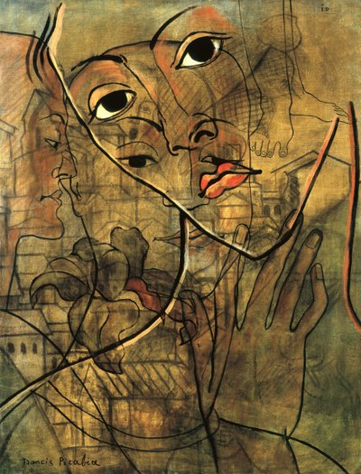 Gezichten (olieverf op doek) door Francis Picabia