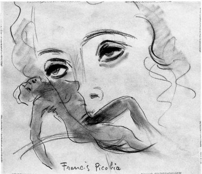 Nu et Visage, door Francis Picabia (1879-1953); grafietpotlood en houtskool op papier. door Francis Picabia