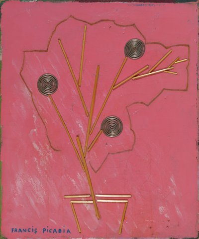Vaas met bloemen, ca. 1924-25 (gemengde techniek op doek) door Francis Picabia