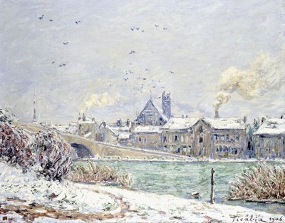Villeneuve-sur-Yonne in de sneeuw door Francis Picabia