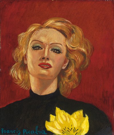 Vrouw met gele bloem, ca. 1941-2 (olieverf op board) door Francis Picabia