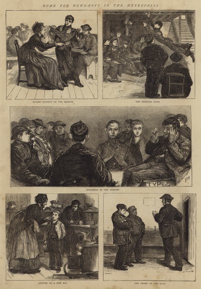 Tehuis voor krantenjongens in de metropool door Francis S. Walker