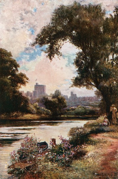 Windsor Castle vanaf de buurt van Eton lock door Francis S. Walker