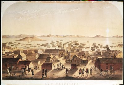Een algemeen uitzicht op San Francisco, uitgegeven door M und N Hanhart, c.1850-52 door Francis Samuel Marryat