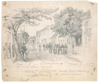 Hoofdstraat, Hampton, Virginia...artillerie bewaakt de straat, c.1860 door Francis Schell