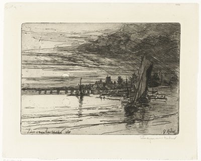 Brug over de Theems door Francis Seymour Haden (Sir) (signed by artist)