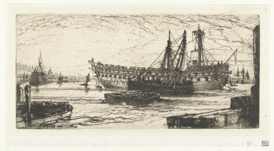 Ontmanteling van het schip de Agamemnon door Francis Seymour Haden (Sir) (signed by artist)