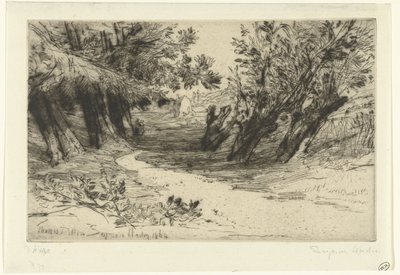 Pad langs het water door Francis Seymour Haden (Sir) (signed by artist)