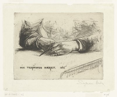 Twee handen, tekenend met krijt door Francis Seymour Haden (Sir) (signed by artist)