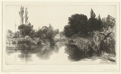 Vijver door Francis Seymour Haden (Sir) (signed by artist)