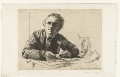 Zelfportret van Francis Seymour-Haden door Francis Seymour Haden (Sir) (signed by artist)