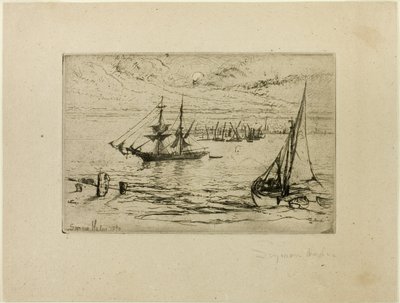 Een brig voor anker door Francis Seymour Haden