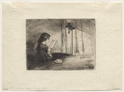 Een dame die leest door Francis Seymour Haden