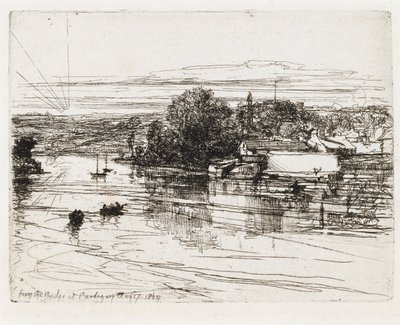 Vanaf de Brug bij Cardigan door Francis Seymour Haden