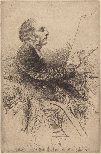 Zelfportret bij de ezel door Francis Seymour Haden