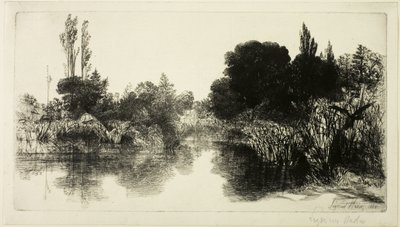 Shere Mill Pond, No. II (grote plaat) door Francis Seymour Haden