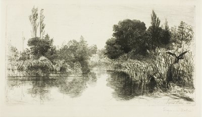 Shere Mill Pond, nr. II (grote plaat) door Francis Seymour Haden