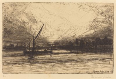 Zonsondergang op de Theems door Francis Seymour Haden