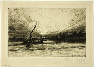 Zonsondergang op de Theems door Francis Seymour Haden