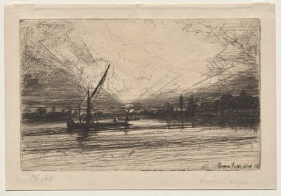 Zonsondergang op de Theems door Francis Seymour Haden