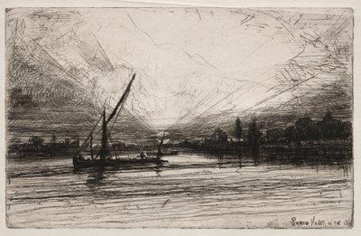 Zonsondergang op de Theems, 1862 door Francis Seymour Haden