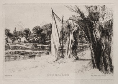 Thames Ditton - Met een Zeil door Francis Seymour Haden