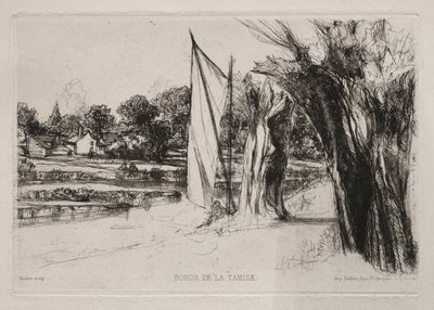 Thames Ditton - Met een zeil, 1864 door Francis Seymour Haden