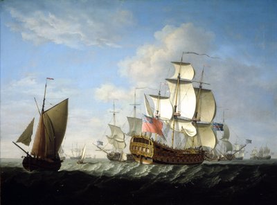 Een Britse eskader van de Koninklijke Marine op zee door Francis Swaine