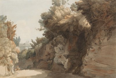 Een uitzicht nabij de Arco Scuro, richting de Villa Medici, Rome door Francis Towne