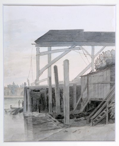 Een kade, ca. 1800 door Francis Towne