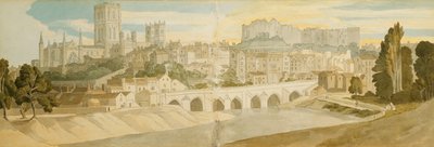 Durham kathedraal en kasteel vanaf de rivier de Wear, 1811 door Francis Towne