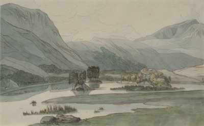 Rydal Water met de Grasmere Heuvels, 1786 door Francis Towne