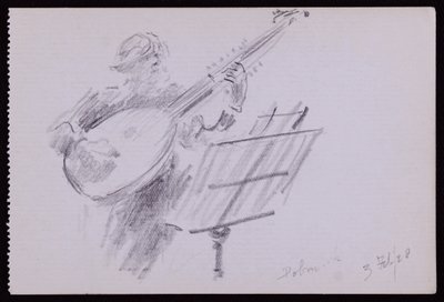 Portret van Arnold Dolmetsch door Francis Wilfred Lawson