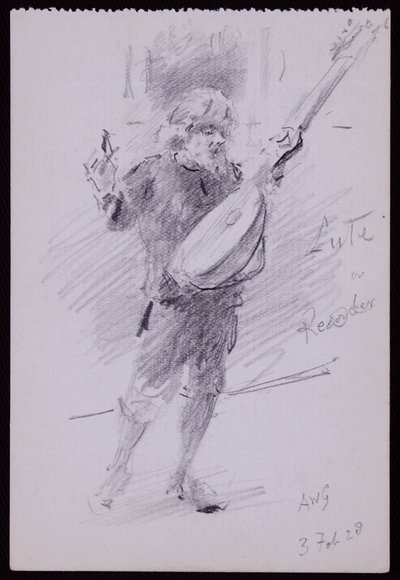 Portret van Arnold Dolmetsch door Francis Wilfred Lawson