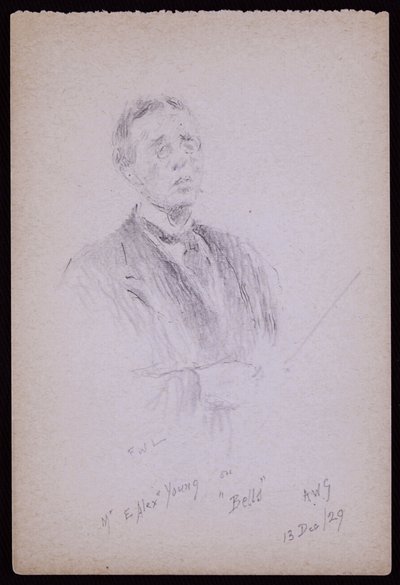 Portret van E Alex Young door Francis Wilfred Lawson