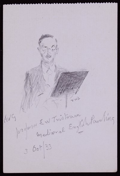 Portret van professor EW Tristram door Francis Wilfred Lawson