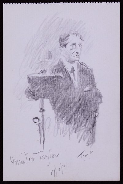 Portret van R Minton Taylor door Francis Wilfred Lawson