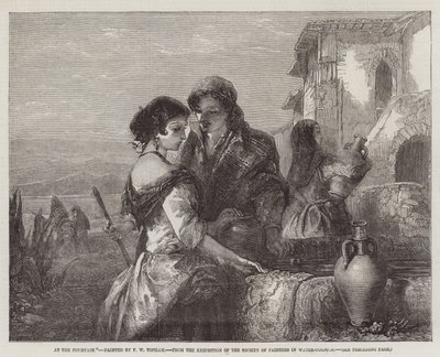 Bij de fontein, van de tentoonstelling van de Society of Painters in Water-Colours door Francis William Topham