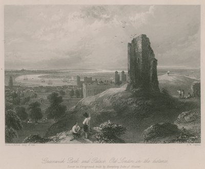 Greenwich Park en Paleis, Oud Londen in de verte door Francis William Topham
