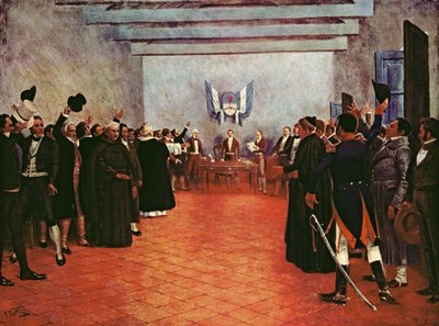 Het congres van Tucuman - Verklaring van de onafhankelijkheid van de Verenigde Provincies van Rio en de Plata op 9 juli 1816 door Francisco (after) Fortuny