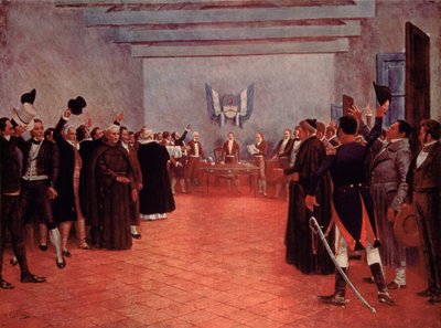 Het Congres van Tucuman, de onafhankelijkheidsverklaring van Argentinië van Spanje in 1816 door Francisco (after) Fortuny
